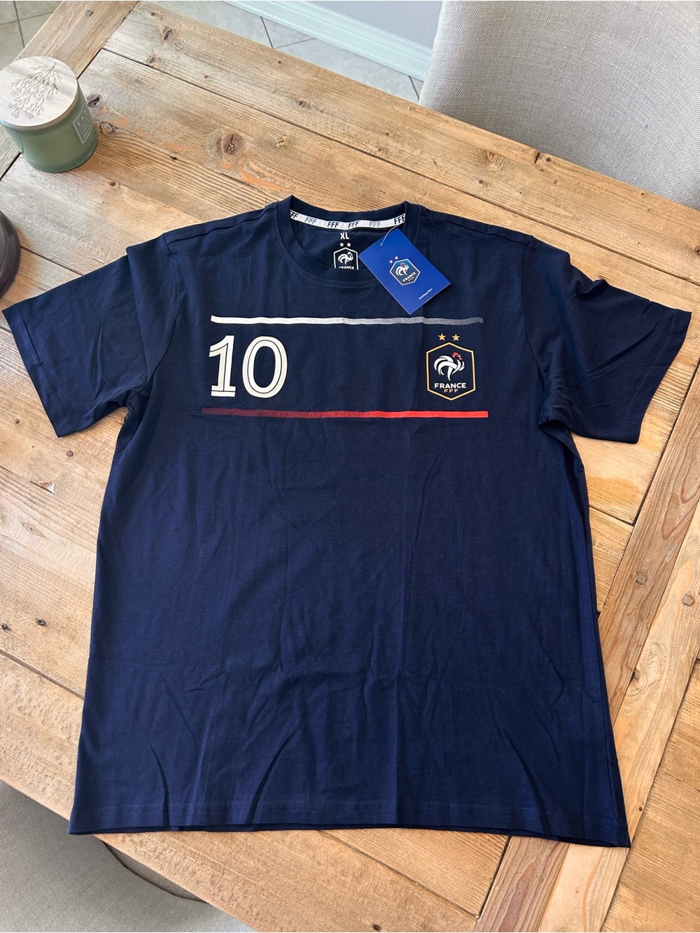 Mbappe French National Team Men's France Crest Navy Short-Sleeve Tee Mbappe # 10